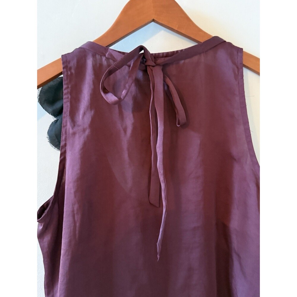 Ann Taylor Loft Women Petite Maroon Sleeveless Tank Top Flower Embellished Sz SP - Picture 9 of 10